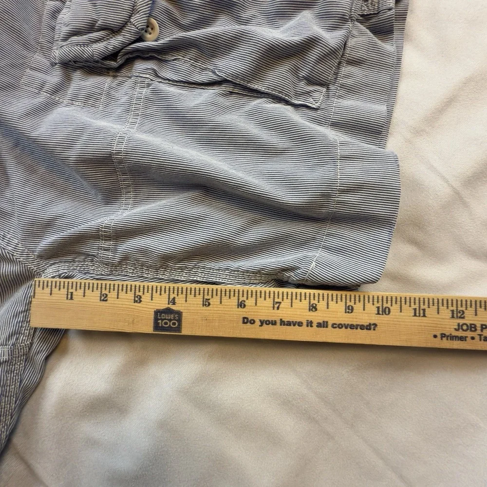 Polo‎ Ralph Lauren Men's Cargo Shorts 32 Blue White Seersucker